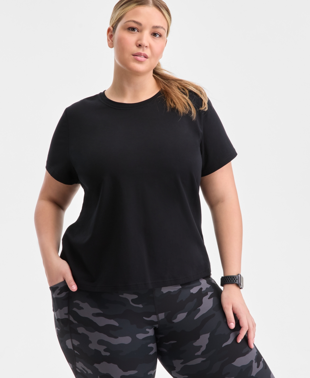 Plus Size Essential Cotton Short-Sleeve T-Shirt, Exclusively at Macy's - Bright White