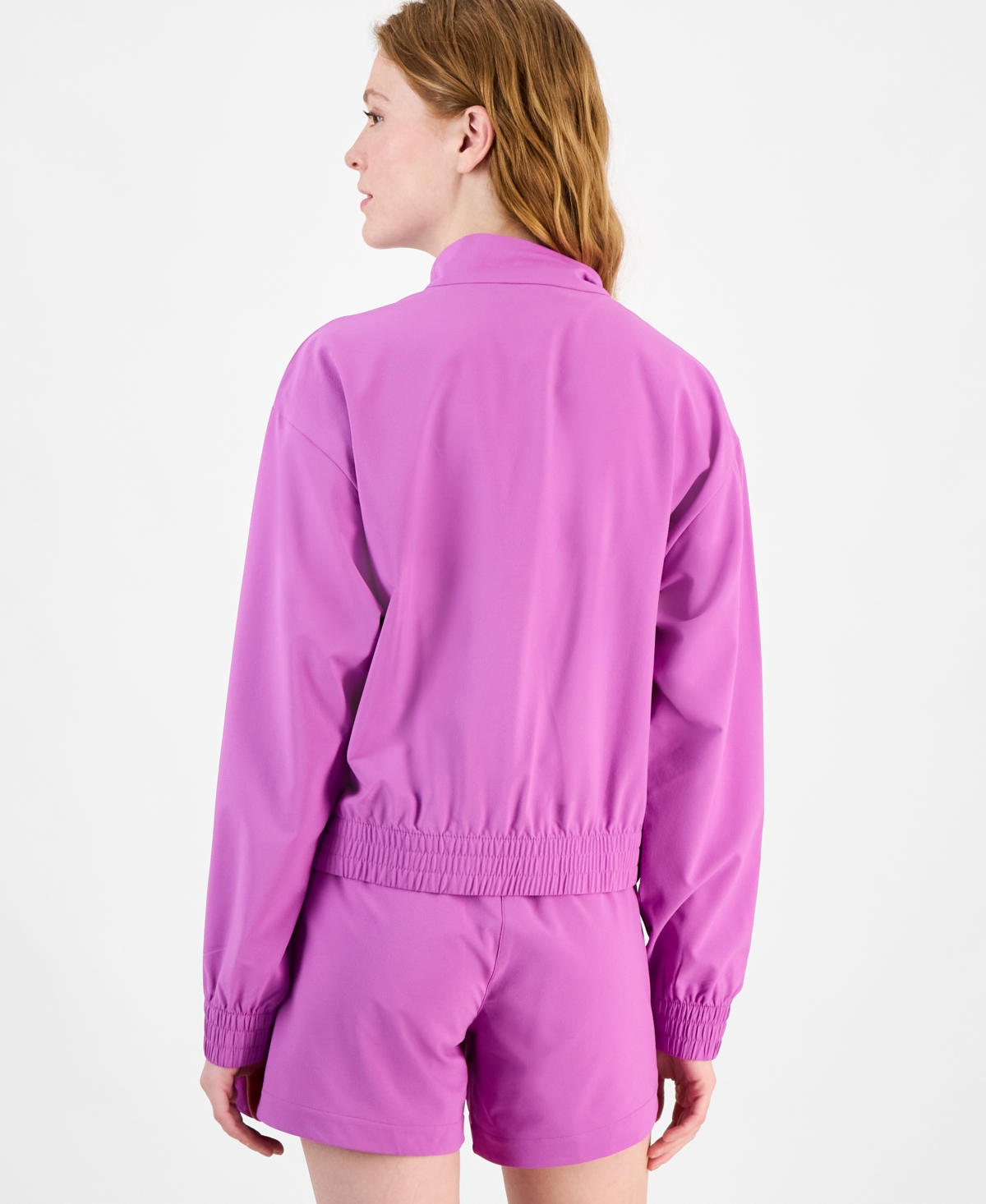 Puma Essential Ripstop Pullover Jacket In Wild Berry,blue Crystal