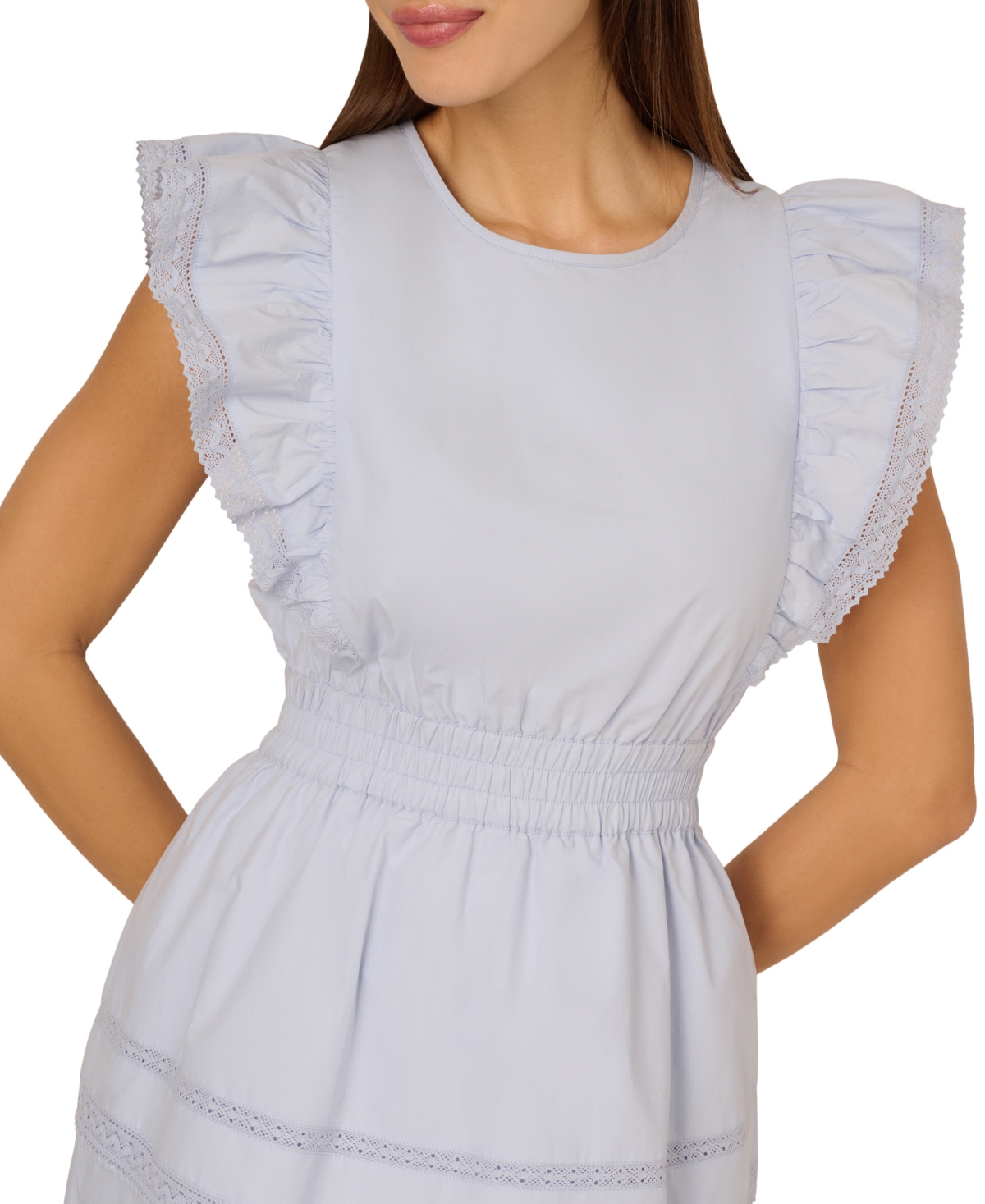 Adrianna By Adrianna Papell Women's Cotton Tiered Mini Dress In Blue