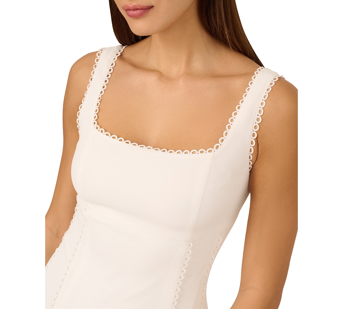 Adrianna By Adrianna Papell Women's Scalloped-trim Fit & Flare Dress In White