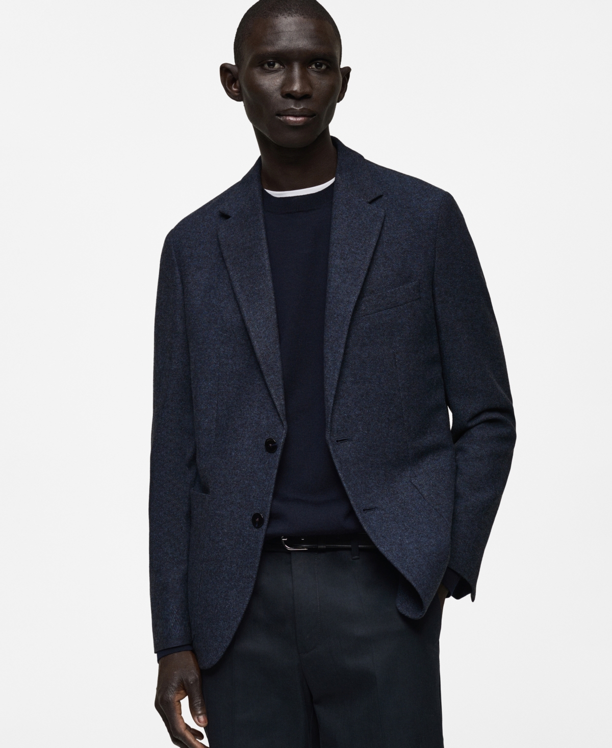Men's Slim-Fit Wool Blend Blazer - Blue