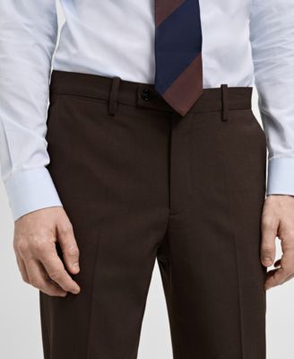 Men's Slim-Fit Wool Suit Pants