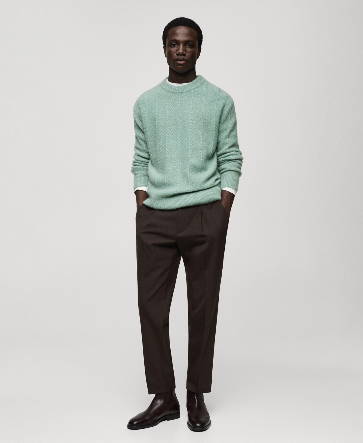 Mango Men's Slim-fit Knit Wool-blend Polo Sweater In Aqua Green