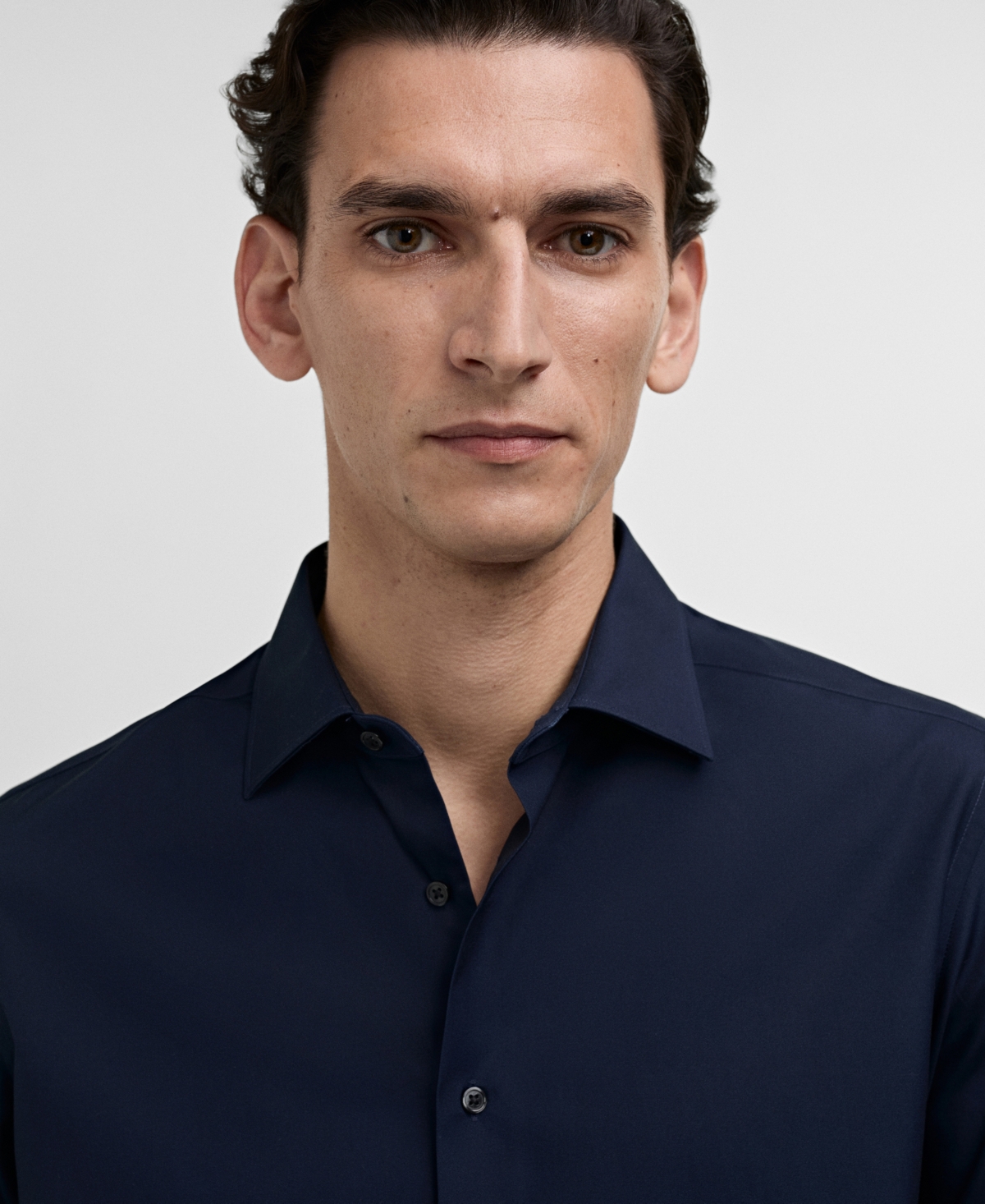 Mango Men's Slim-fit Cotton Poplin Dress Shirt In Dark Navy