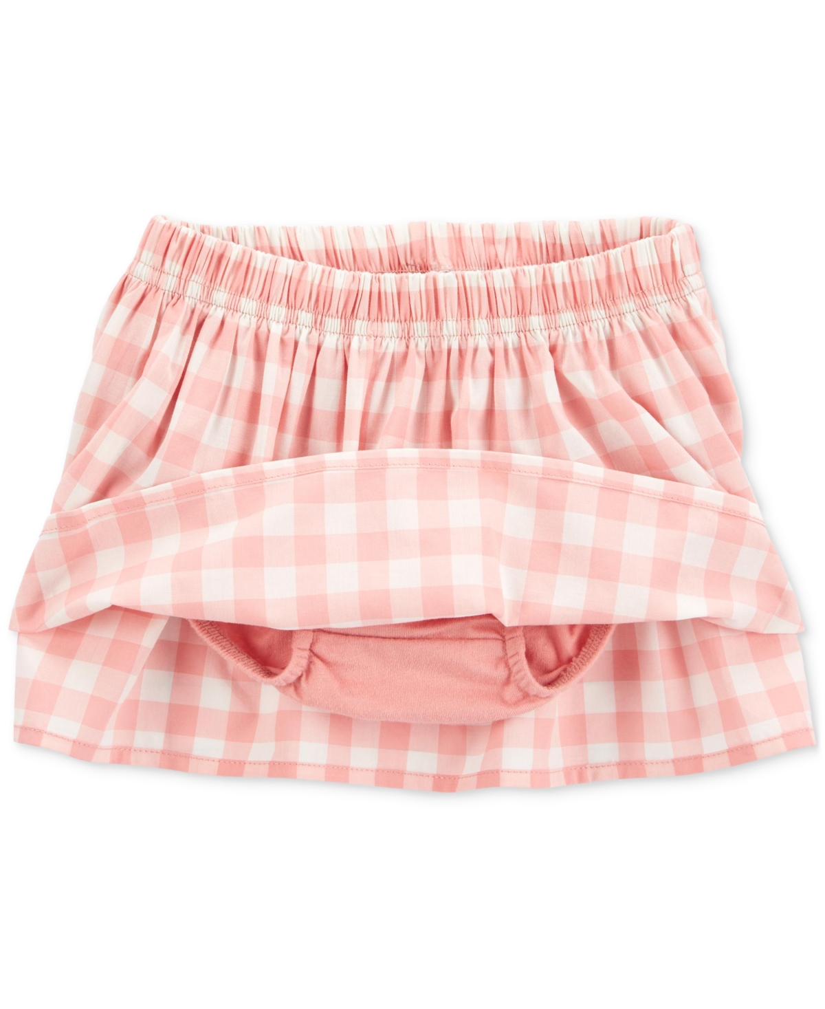 Shop Carter's Baby Girls Cotton Top & Gingham Skort, 2 Piece Set In Pink