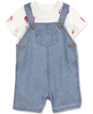 Carter's - Baby Boys 2-Pc. Cotton Fire Truck T-Shirt & Chambray Shortall Set