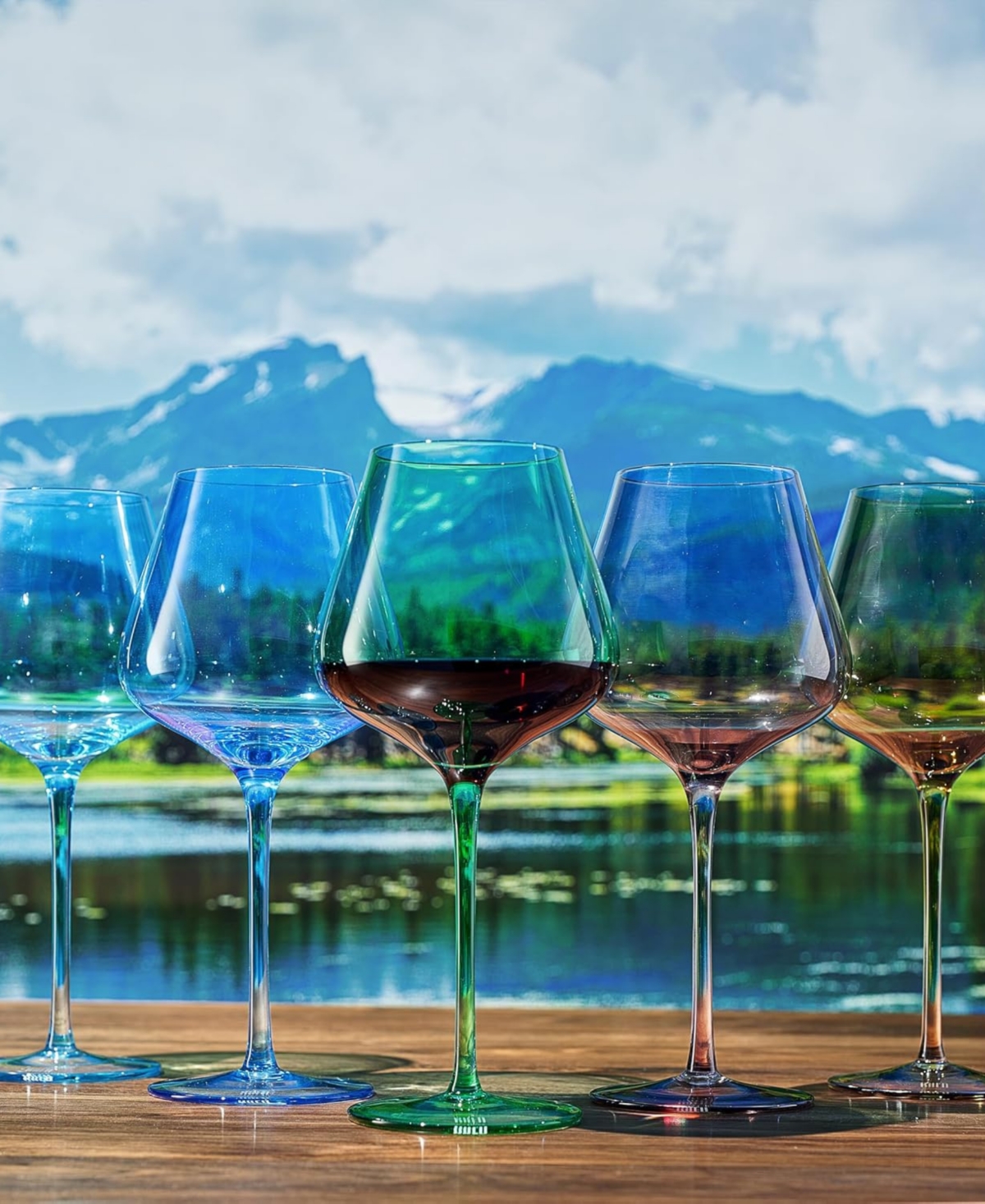 The Wine Savant Colors Of The Rocky Mountains Wine Glasses, Set Of 5 In Multicolor