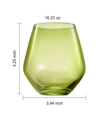Shades of Winter Spring Colored Crystal Wine Glasses, Set of 6