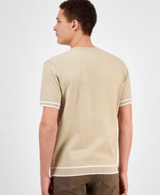 Men's Refined Short Sleeve Textured Sweater, Exclusively at Macy's