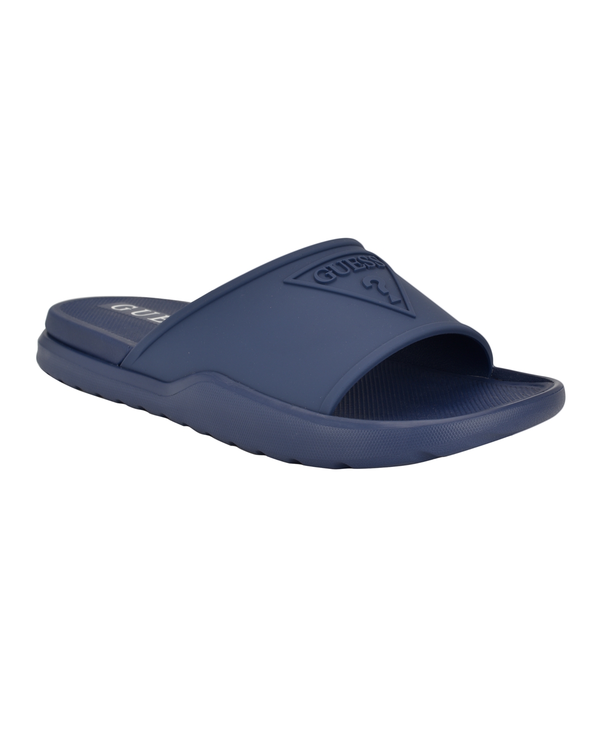 Guess Men's Marith Branded Elevated Pool Slides In Medium Blue