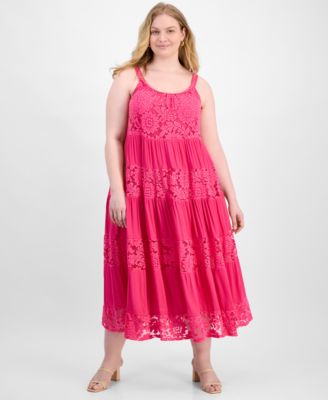 Robbie Bee - Plus Size Scoop-Neck Sleeveless Lace Maxi Dress