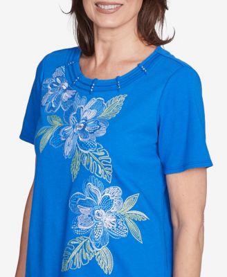 Petite Parrot Cay Tropical Floral Embroidered Top