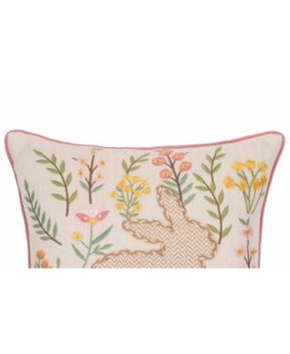 Garden Spring Easter Bunny Rabbit Floral Flowers Decorative Accent Throw Pillow, 16" x 16"