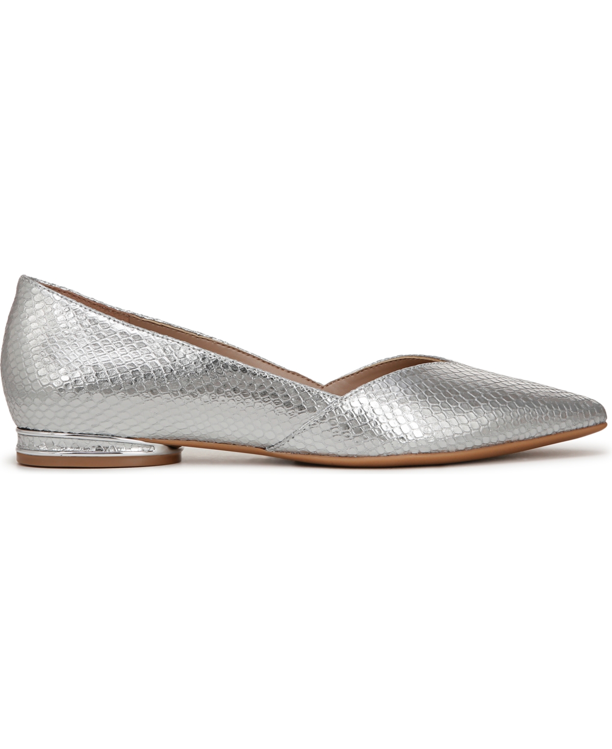 Naturalizer Women's Havana Pointed Toe Ballet Flats In Silver Snake Embossed Leather