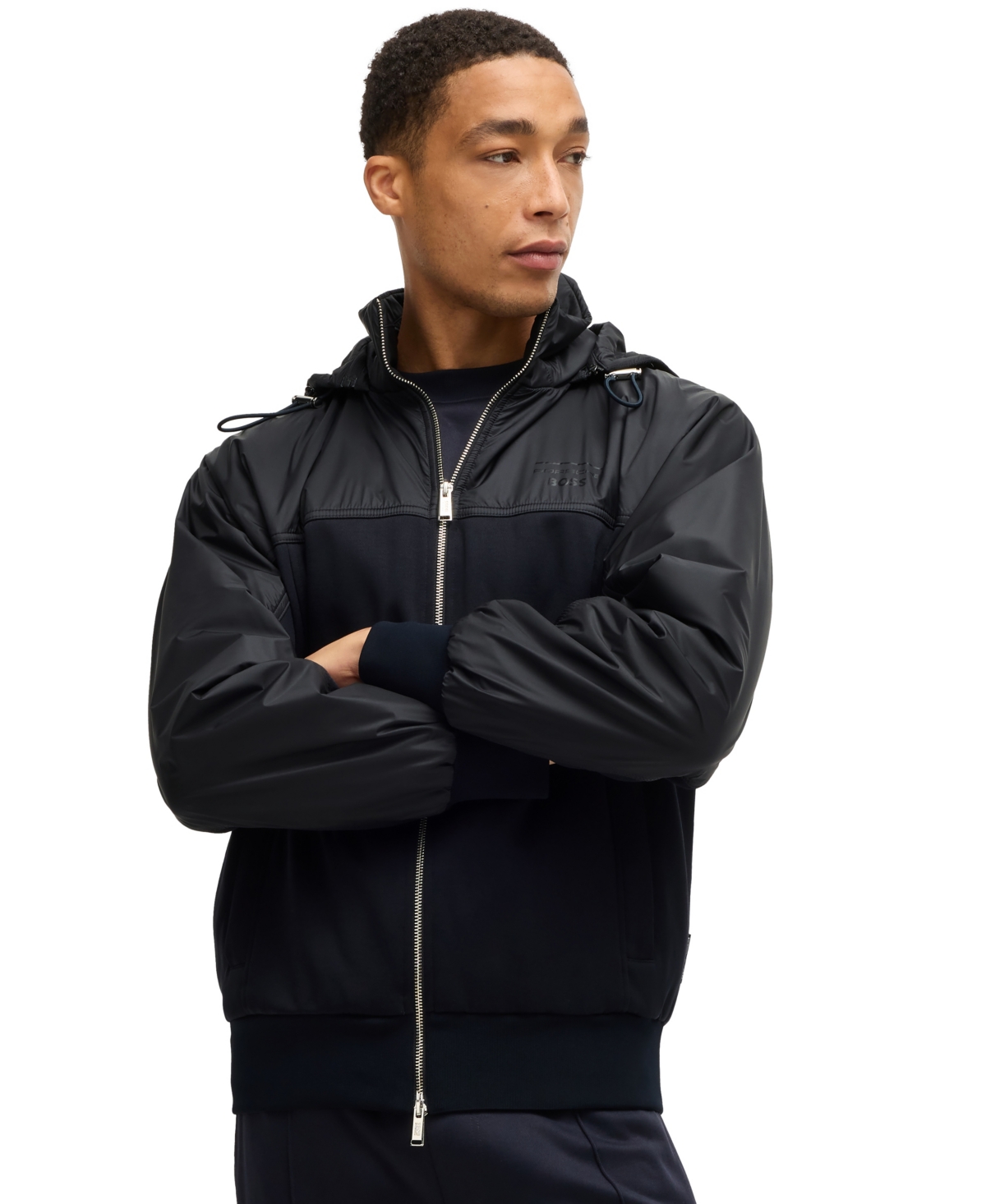 x Porsche Men's Two-Way Zip Regular-Fit Jacket - Dark Blue