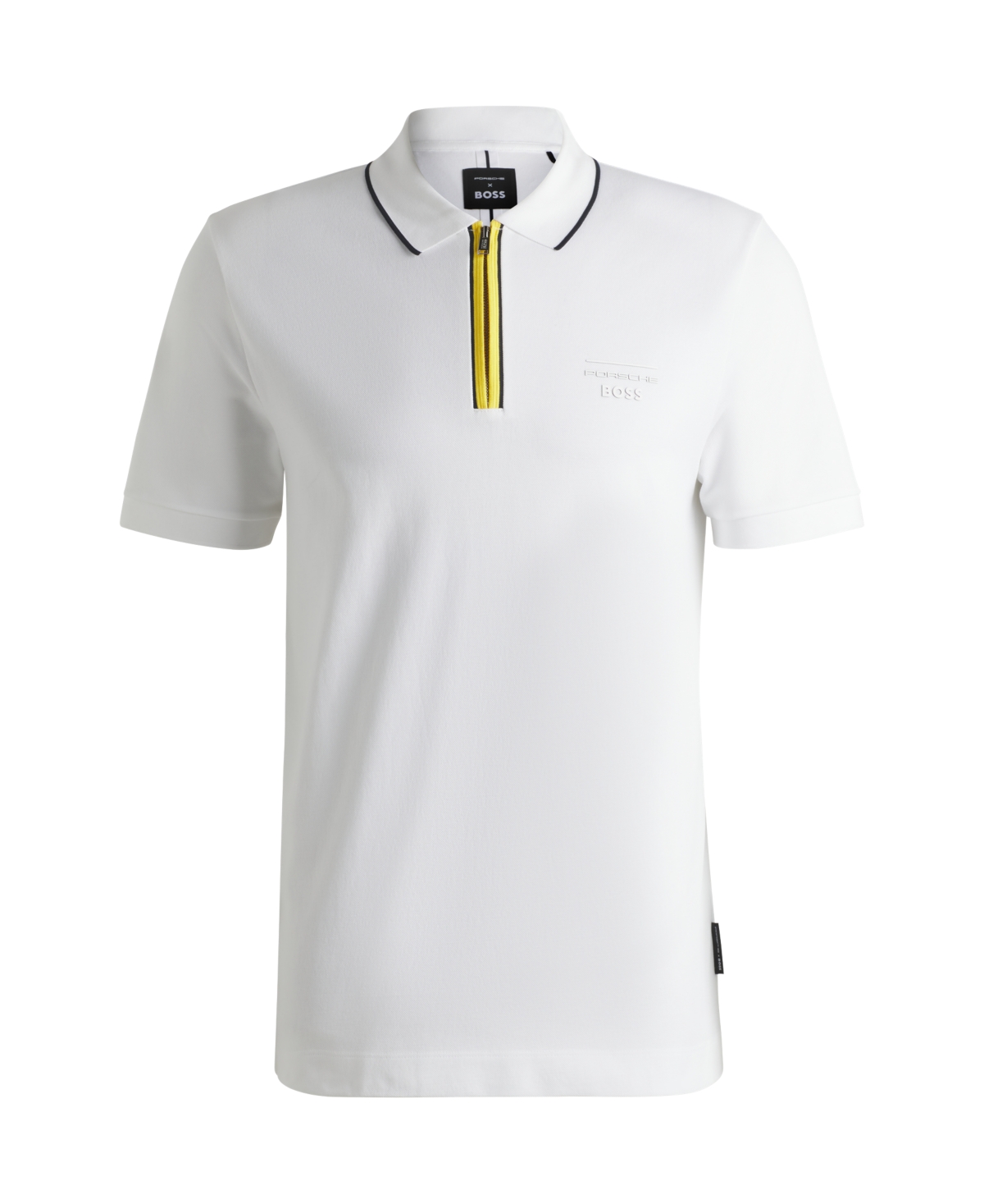 Hugo Boss X Porsche Paras Quarter Zip Polo Shirt In Natural