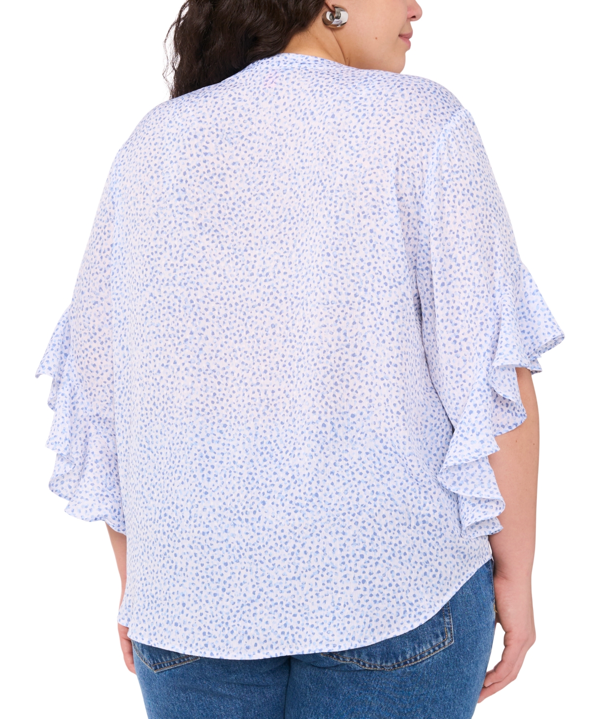 VINCE CAMUTO PLUS SIZE SPLIT-NECK RUFFLE-SLEEVE BLOUSE 