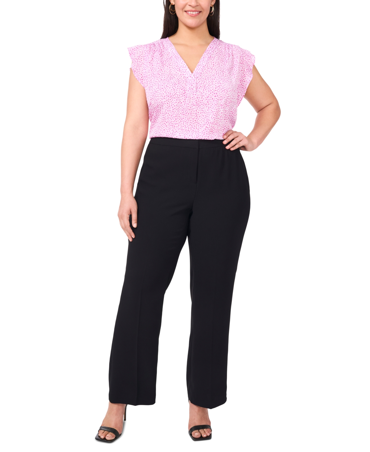 Vince Camuto Plus Size V-neck Flutter-sleeve Blouse In Violet Blush