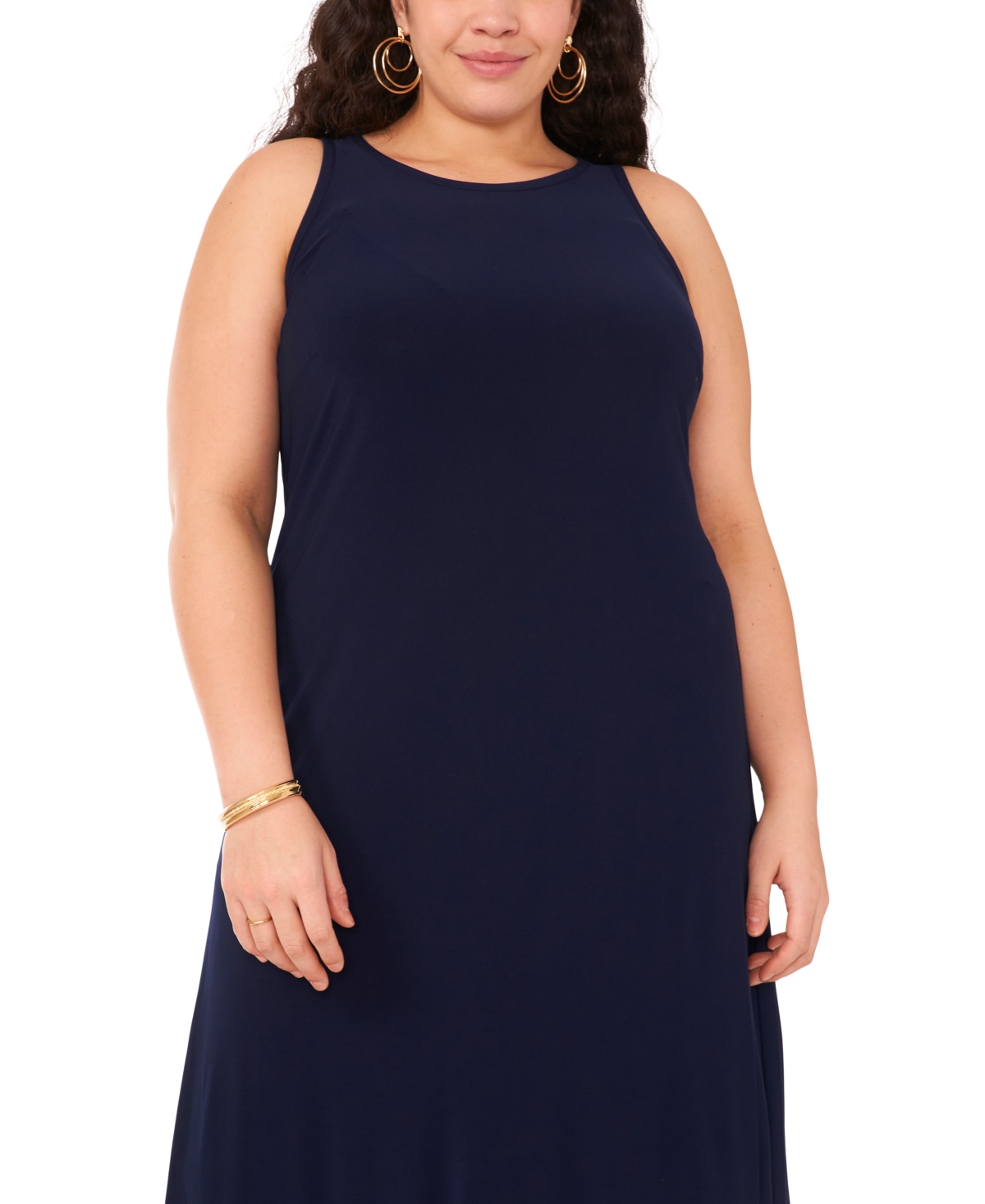 Vince Camuto Plus Size Sleeveless Keyhole-Back Crewneck Maxi Dress
