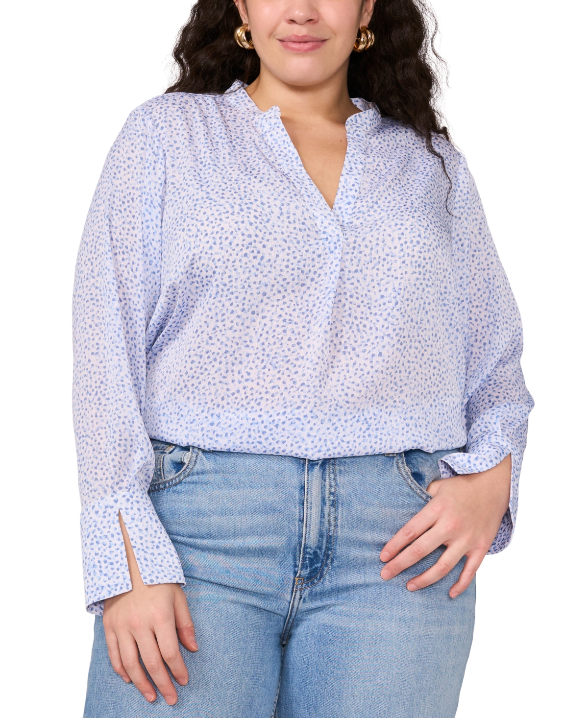VINCE CAMUTO PLUS SIZE SPLIT-NECK LONG-SLEEVE BLOUSE 
