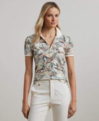 Lauren Ralph Lauren - Petite Print Stretch Piqu&eacute; Polo Shirt