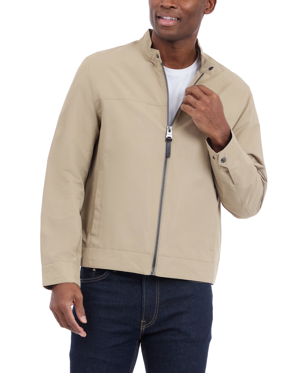 Michael Kors Men's Lightweight Moto Jacket In Khaki