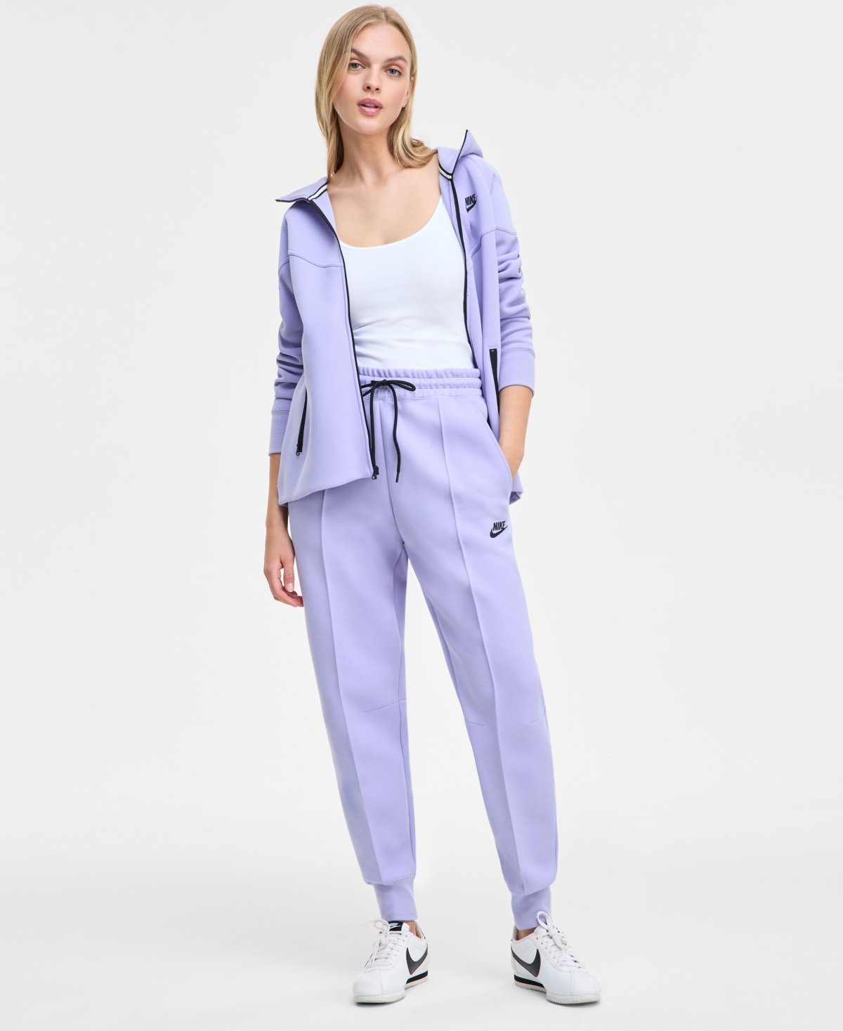 Nike Women's Sportswear Tech Fleece Mid-rise Jogger Pants In Lilac Ice,black