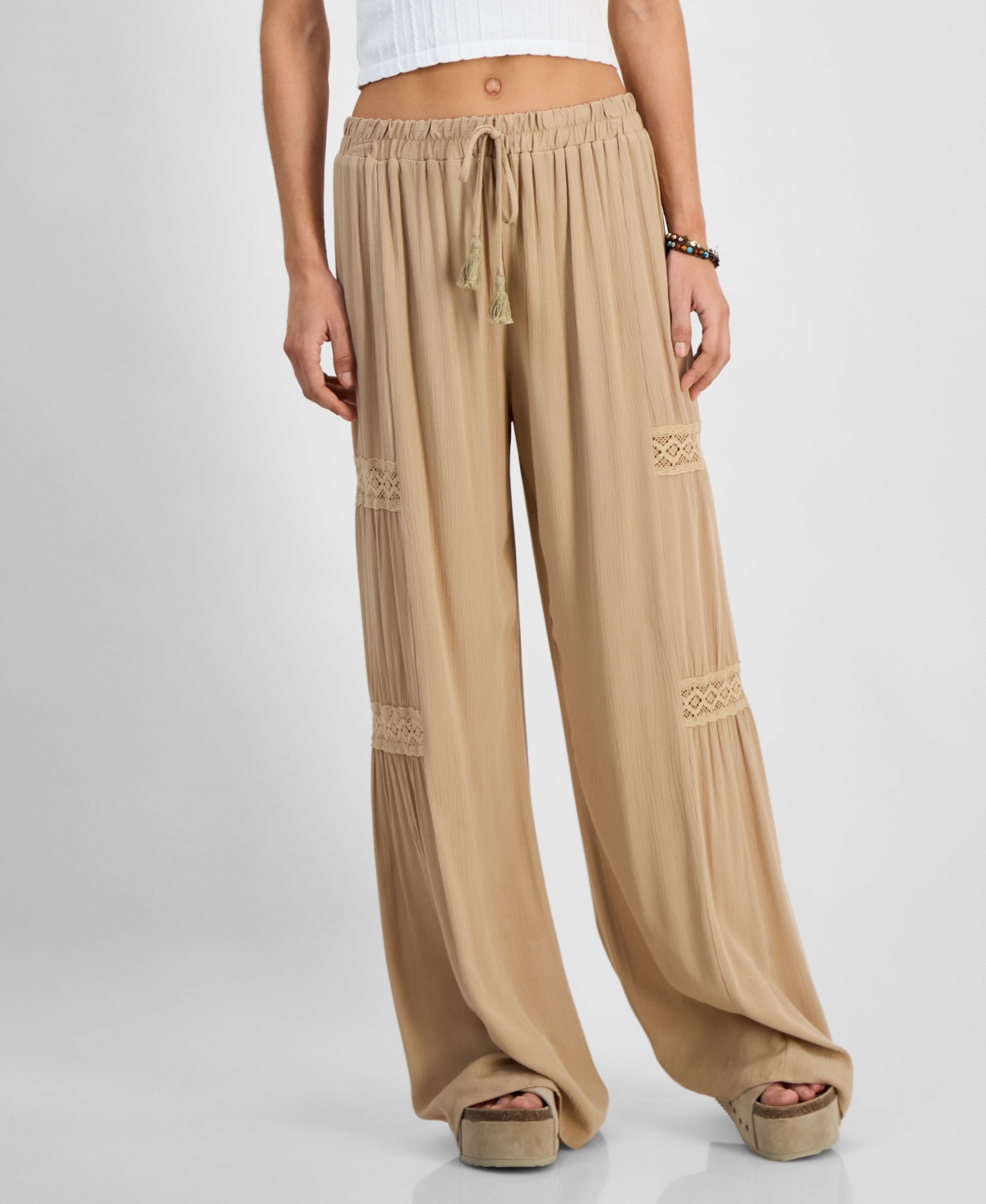 KINGSTON GREY JUNIORS' HIGH-RISE WIDE-LEG PANTS 