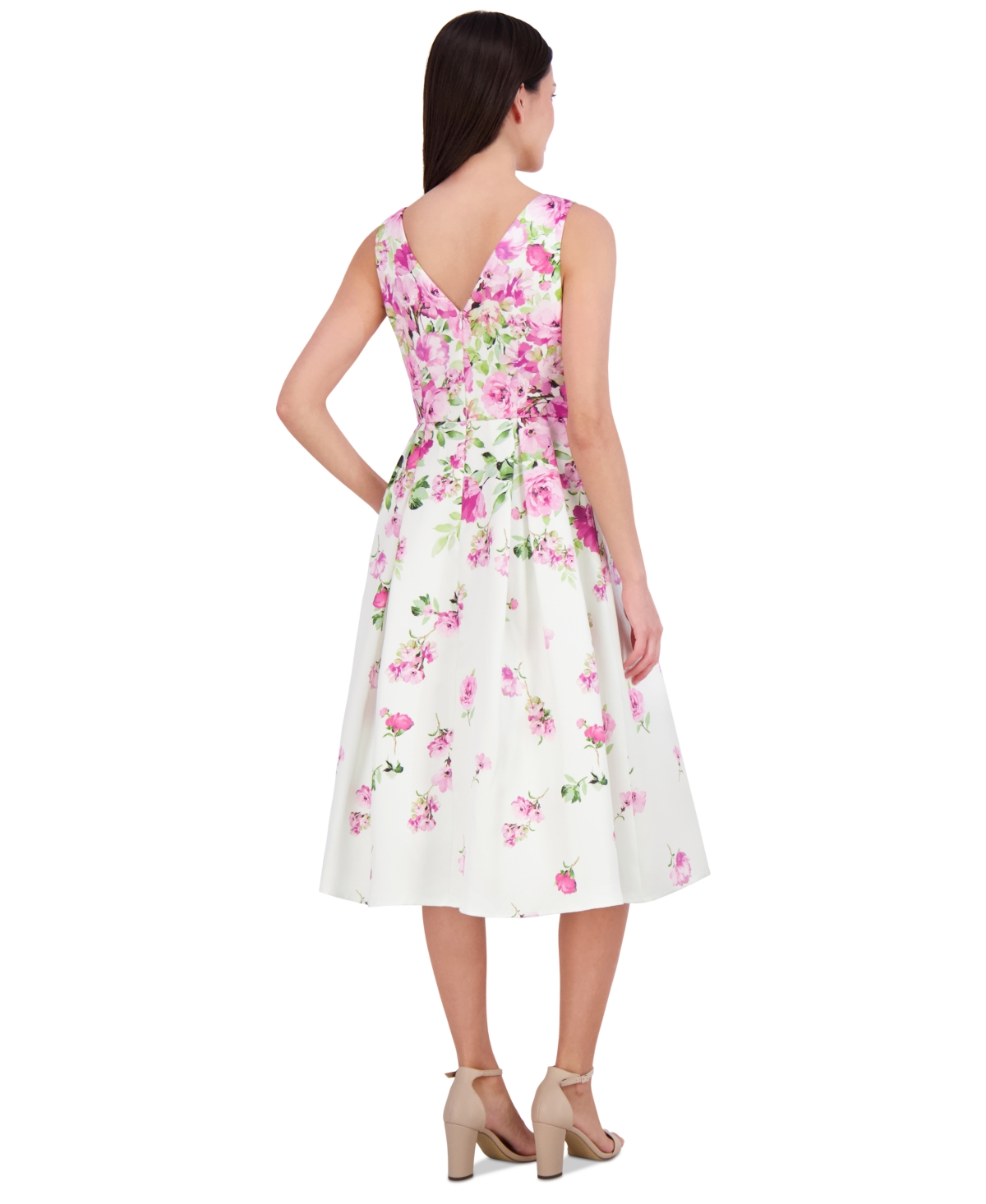 ELIZA J WOMEN'S PRINTED SLEEVELESS FIT & FLARE DRESS 