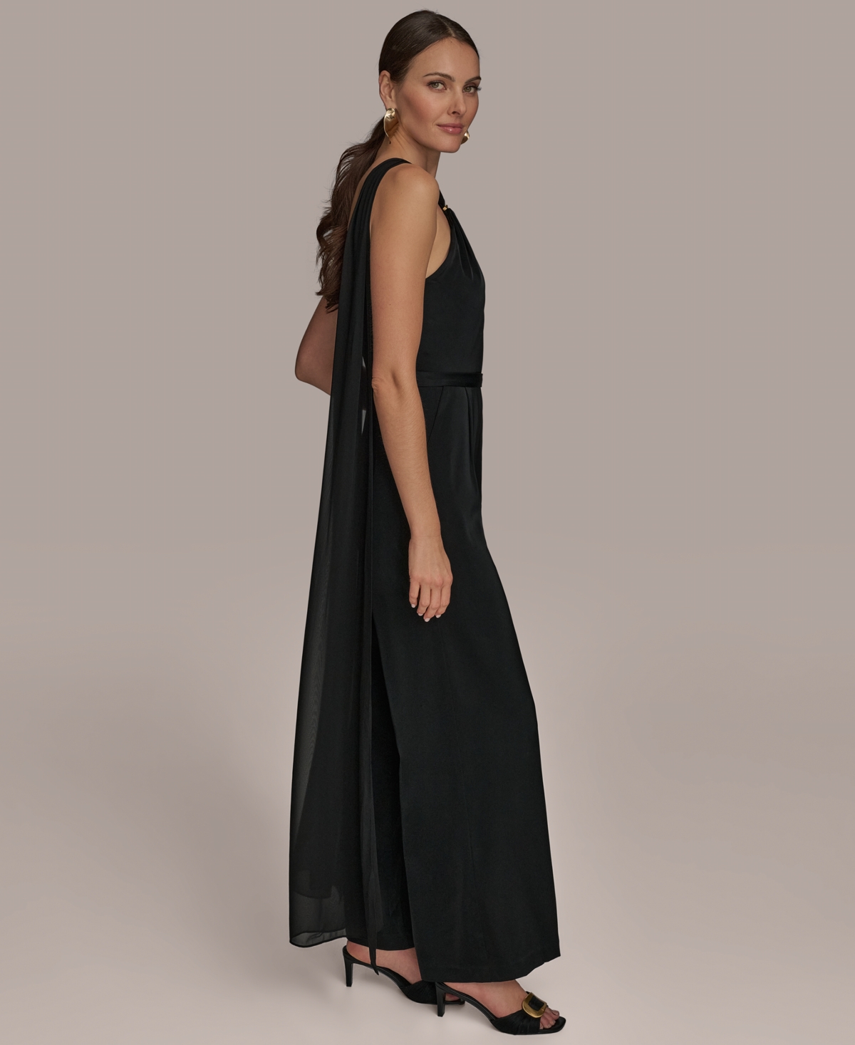 Donna Karan Women's Asymmetric-neck Jumpsuit In Black