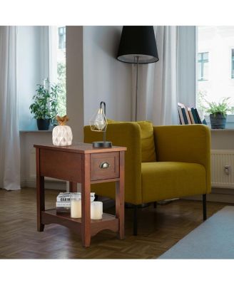 Set of 2 Contemporary Side Tables with Drawer, Nightstands for Living Room or Bedroom