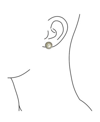 Balinese Button Style Clip-On Earrings in Simulated Pearl and Natural Stones