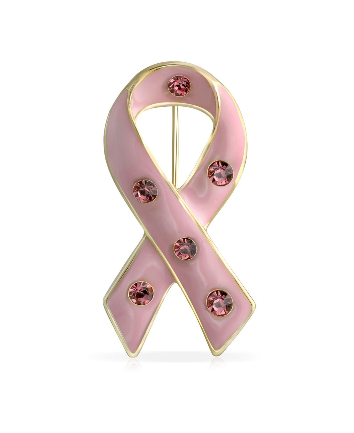 Crystal Accent Enamel Ribbon Breast Cancer Survivor Brooche Pin - Pink oct