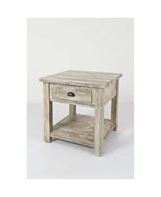 Artisan's Craft Rustic Farmhouse Distressed Solid Wood End Table, Washed Grey