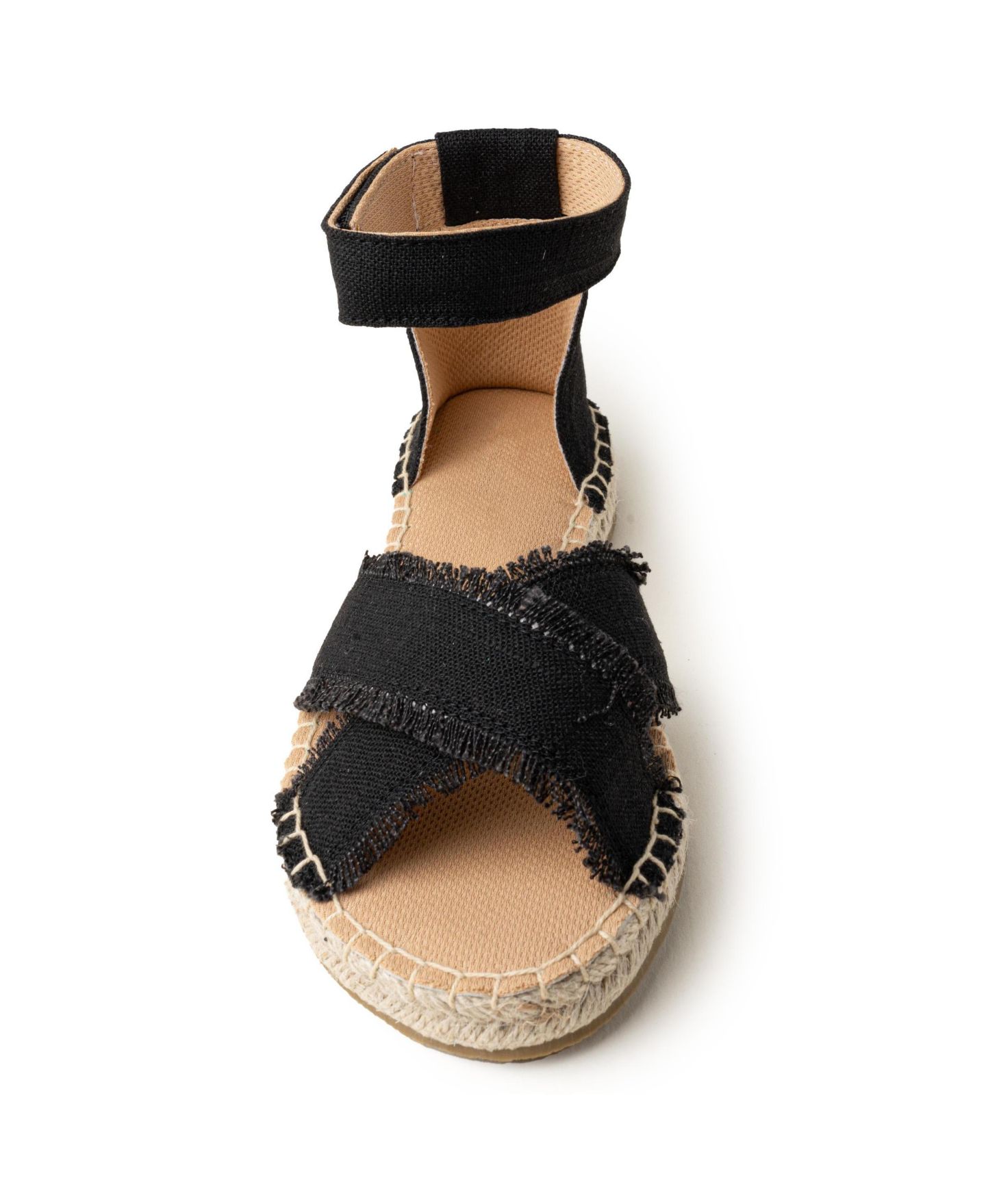 Женские сандалии Minnetonka Pemma Ankle Strap Espadrille, цвет: Чёрный льняной — фото 2