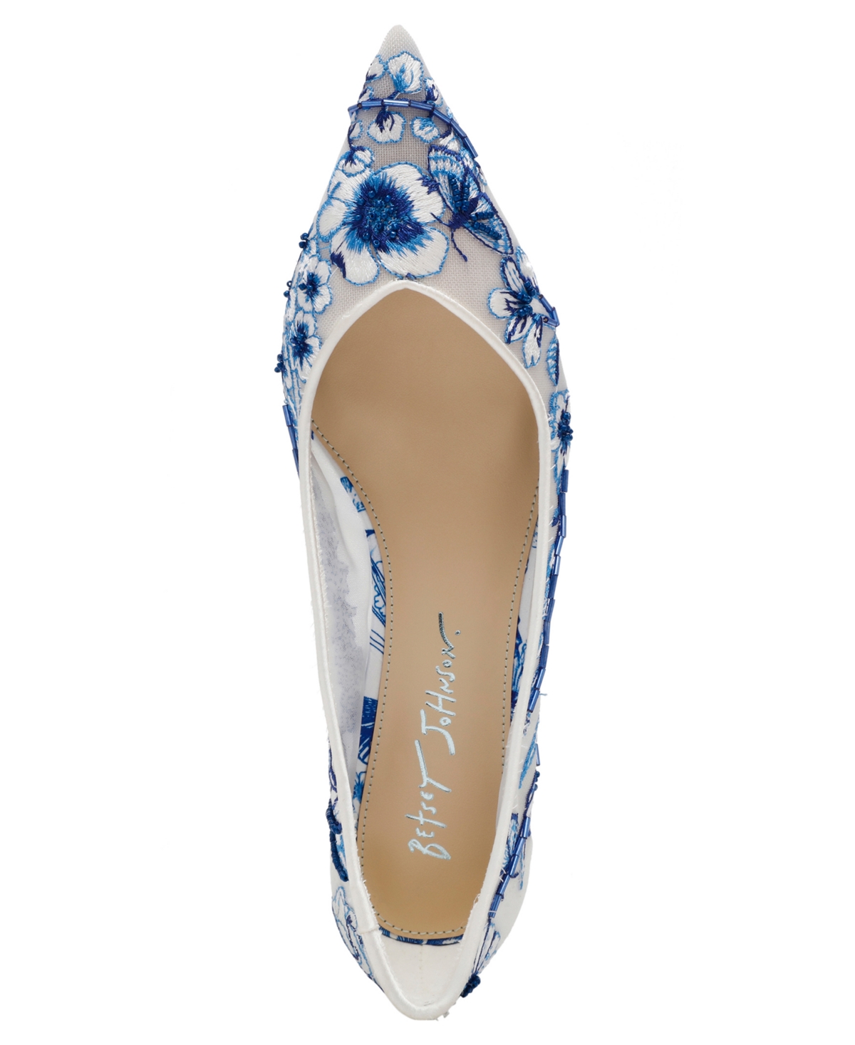 BETSEY JOHNSON SANTO EMBROIDERED KITTEN HEEL PUMPS 