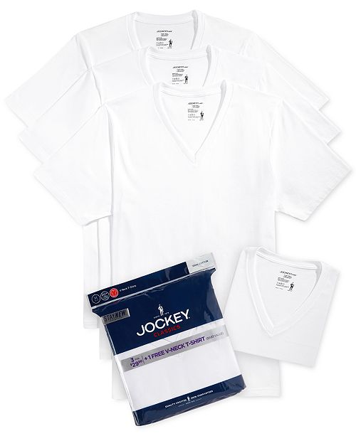 Jockey Men S Tagless 3 Pack V Neck T Shirts 1 Bonus Shirt
