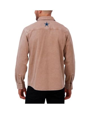 Men's Brown Dallas Cowboys Garment Dyed Long Sleeve Full Snap Shirt