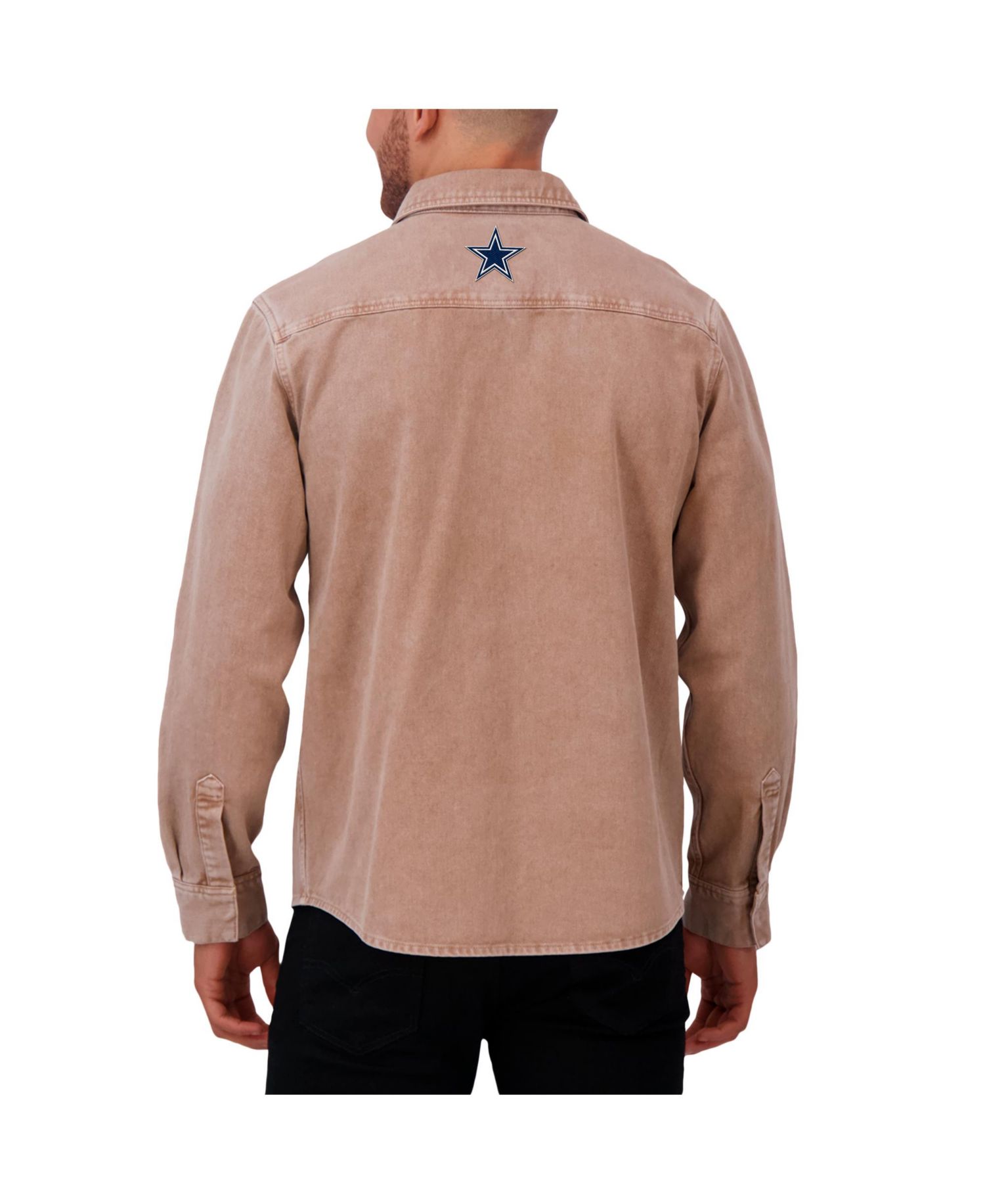 Men's Brown Dallas Cowboys Garment Dyed Long Sleeve Full Snap Shirt