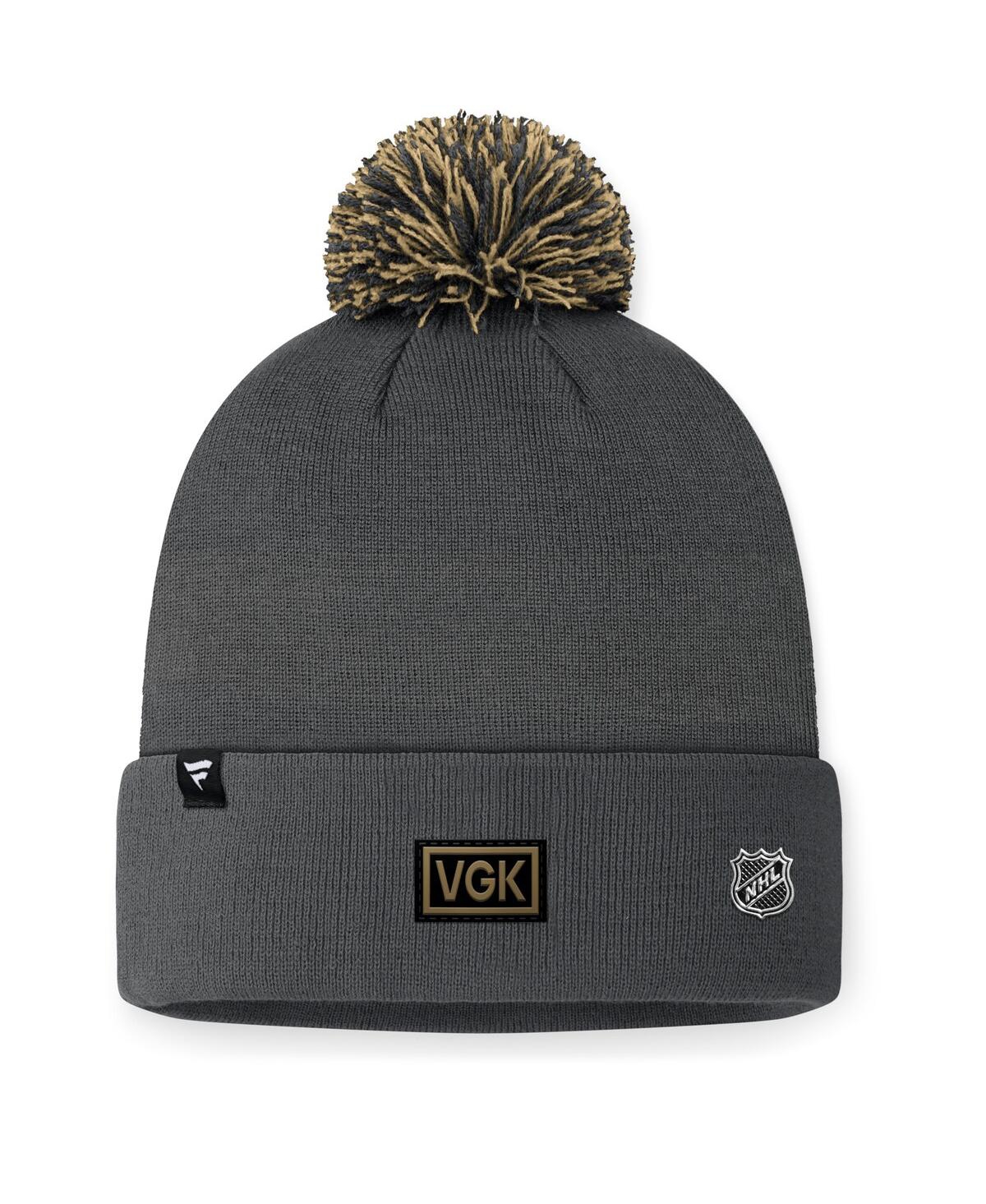 Fanatics Men's Charcoal Vegas Golden Knights 2024 Nhl Draft Cuffed Knit Hat With Pom In Charcoal