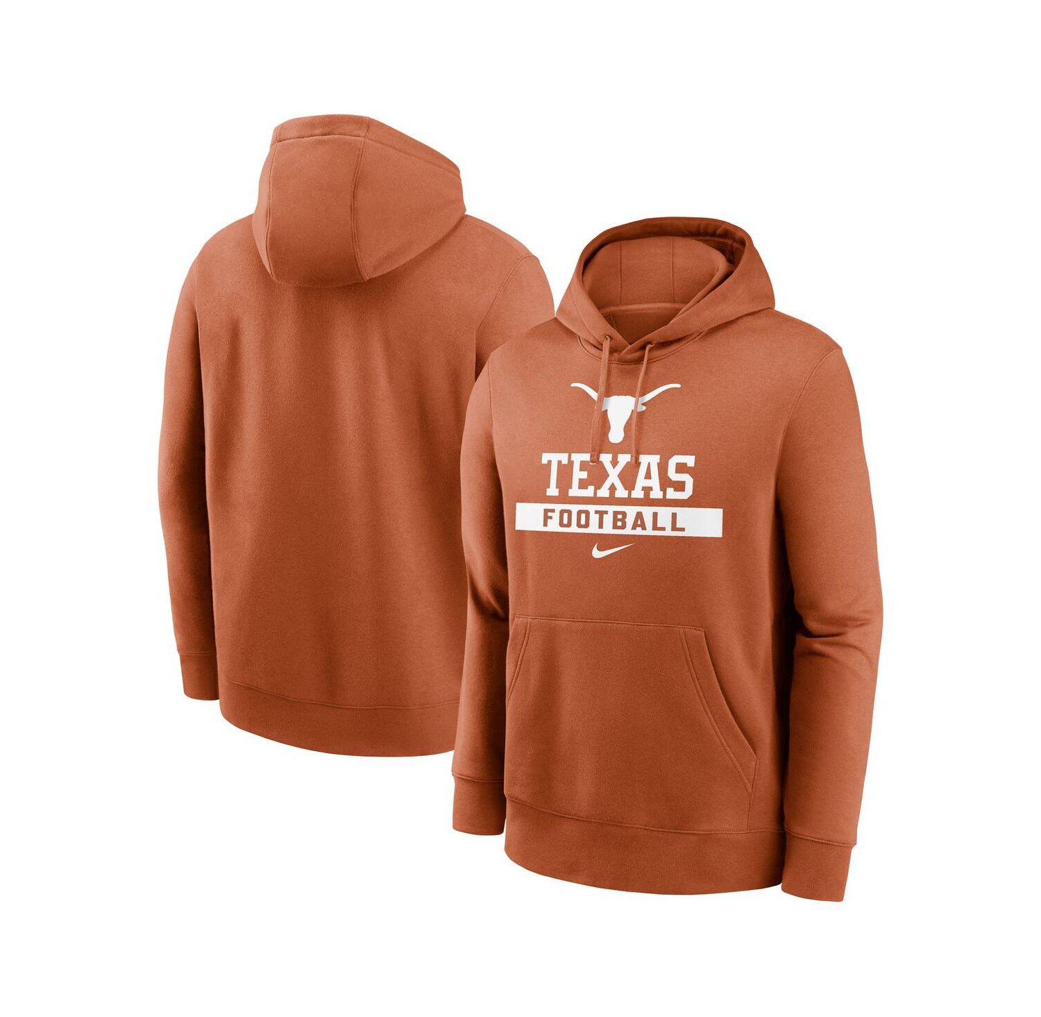 Men's Texas Orange Texas Longhorns Football Stack Club Fleece Pullover Hoodie