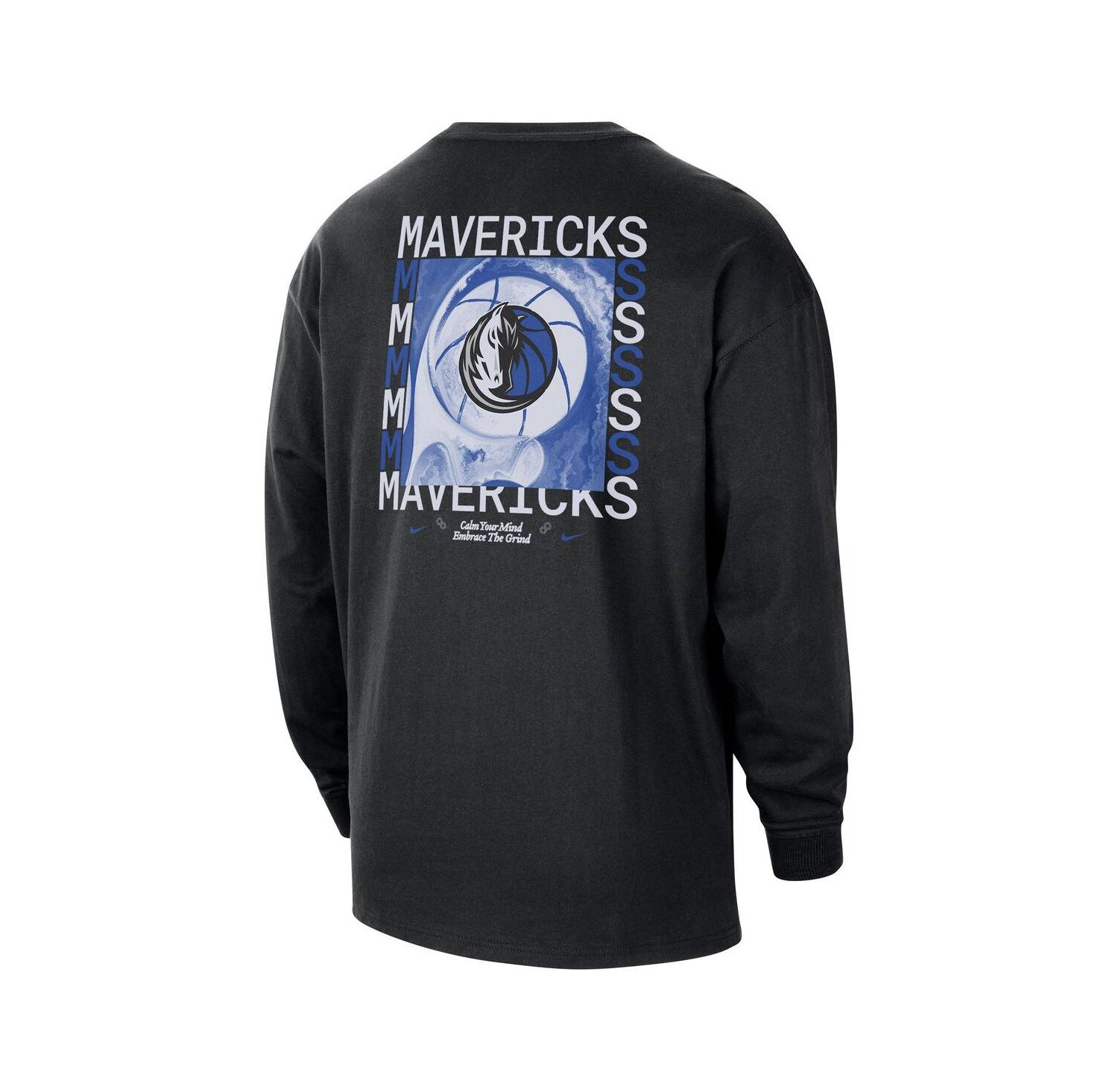 Men's Black Dallas Mavericks Courtside Oversized Long Sleeve T-Shirt