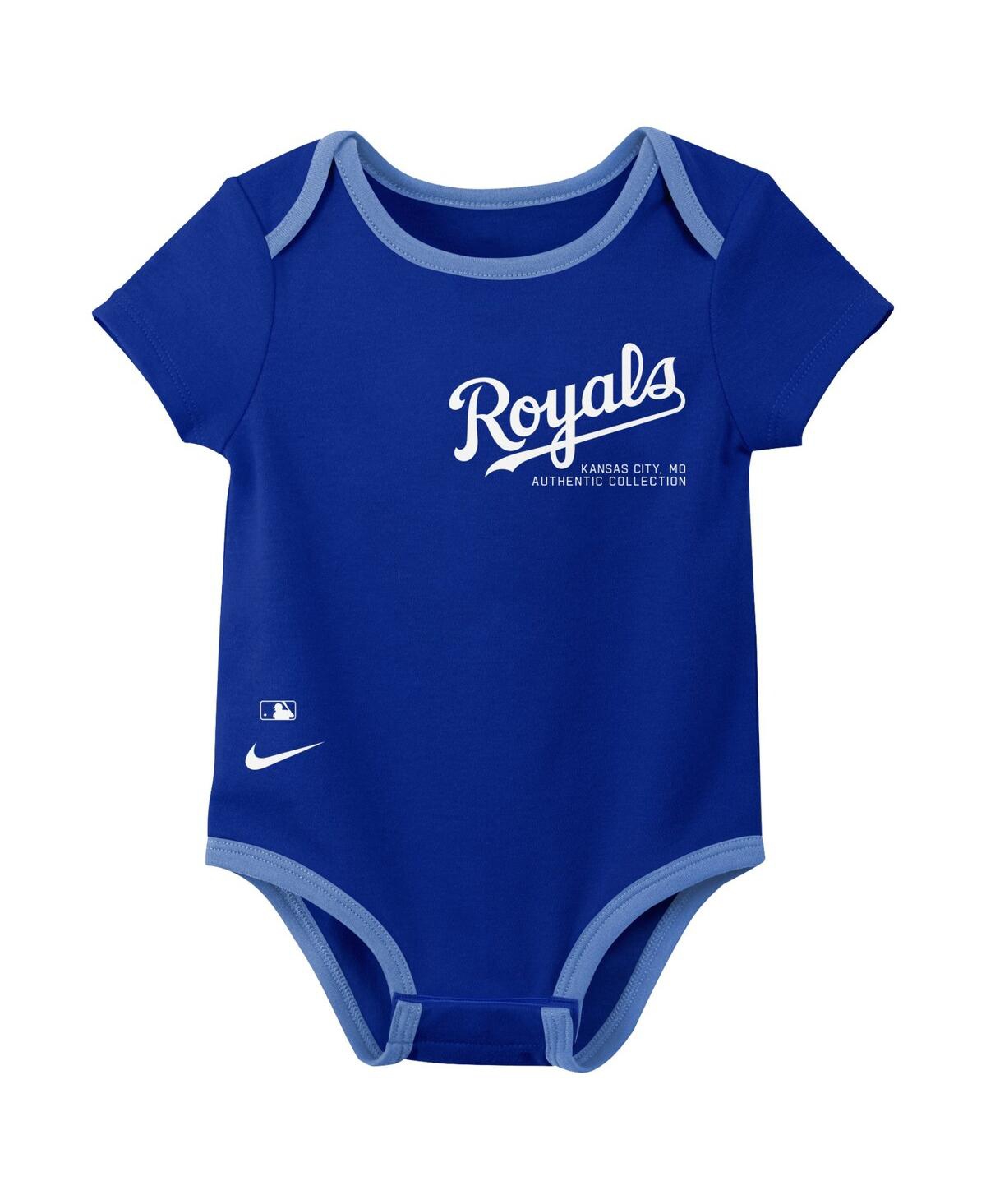 Shop Nike Newborn Infant Kansas City Royals Three-pack Bodysuit Set In Blue