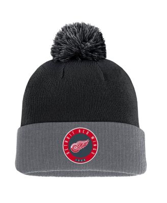 Men's Black Detroit Red Wings Cuffed Knit Hat with Pom
