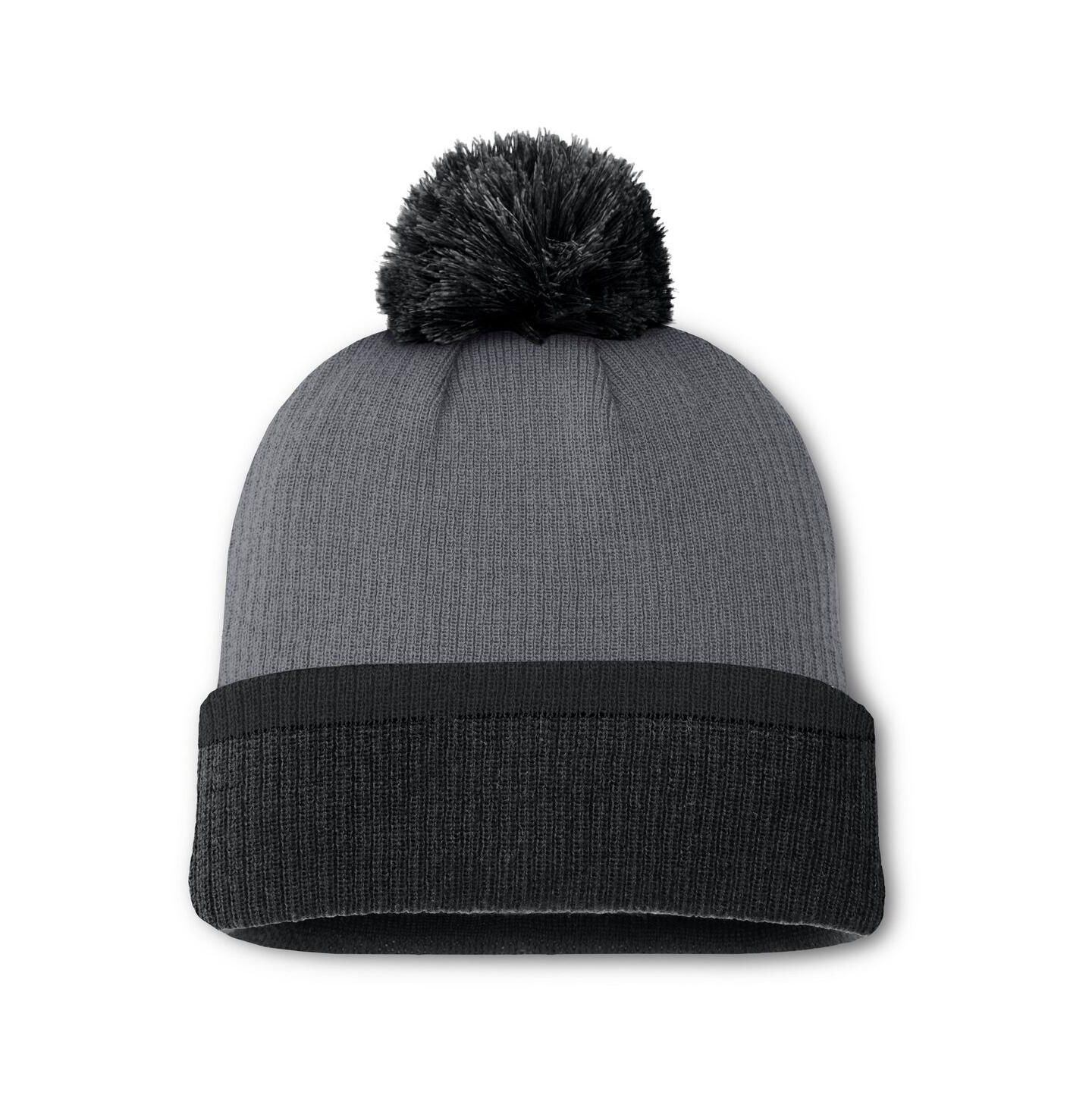 Женская шапка Fanatics Charcoal Boston Bruins Cuffed Knit Hat with Pom — фото 2