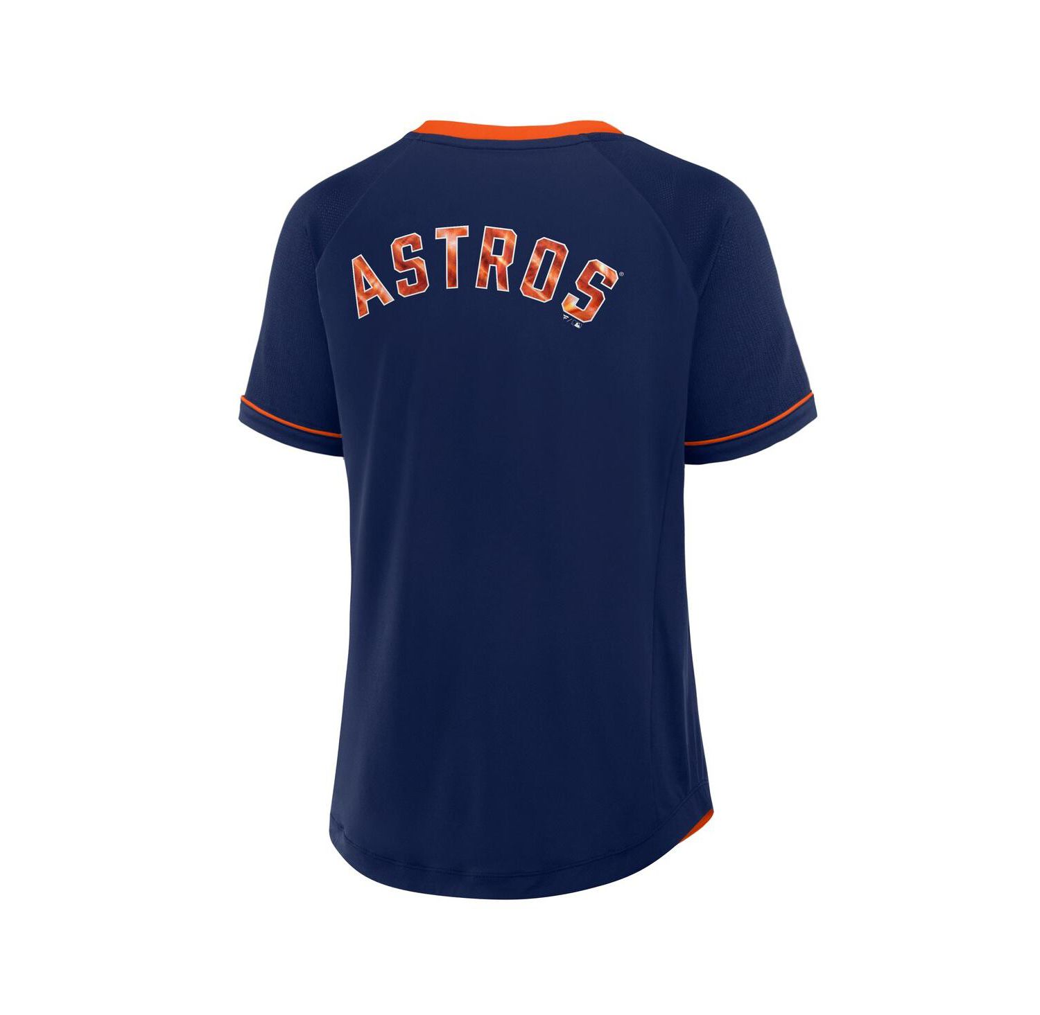 Women's Navy Houston Astros League Diva Star Raglan V-Neck T-Shirt