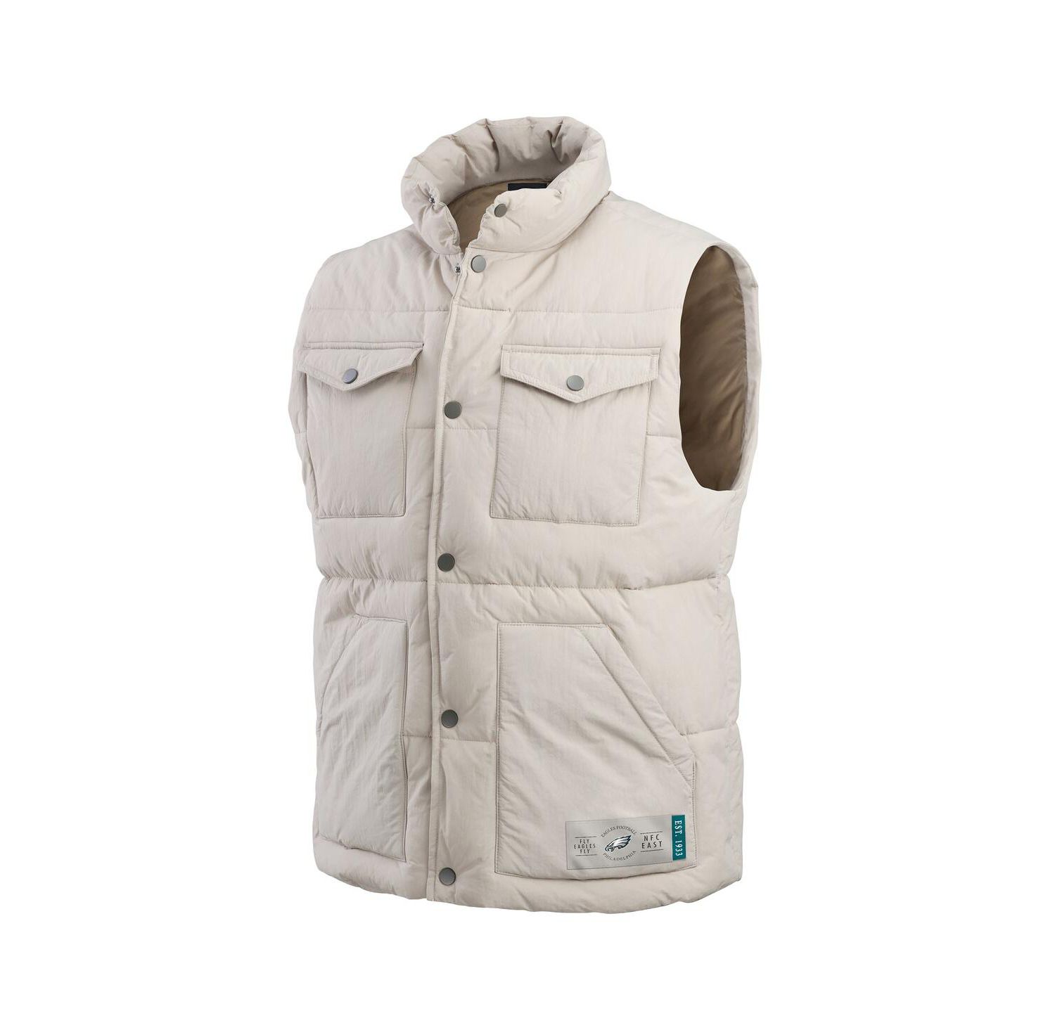 Men's Cream Philadelphia Eagles Puffer Full-Snap Vest