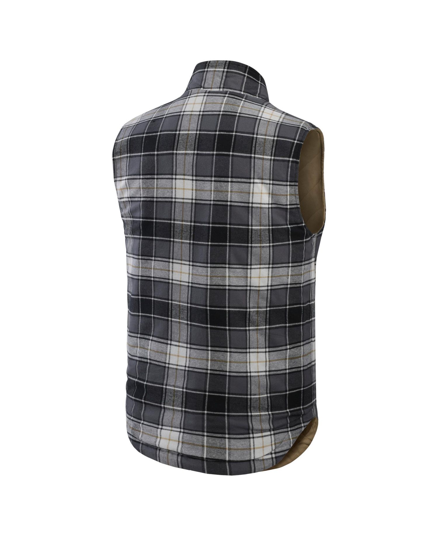 Men's Tan/Charcoal Baltimore Orioles Reversible Canvas Plaid Patch Full-Zip Vest