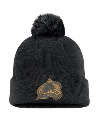 Men's Black Colorado Avalanche Military Appreciation Cuffed Knit Hat with Pom