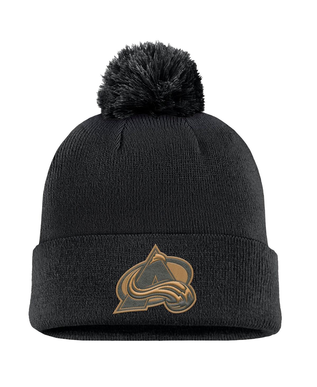 Fanatics Men's Black Colorado Avalanche Military Appreciation Cuffed Knit Hat With Pom In Black